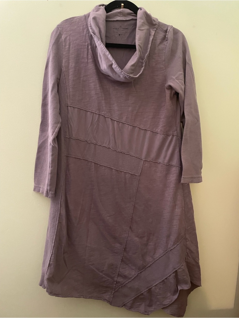 neon buddha Asymmetrical Long-Sleeve Cowl Neck Tunic Dress Gray Size XL
